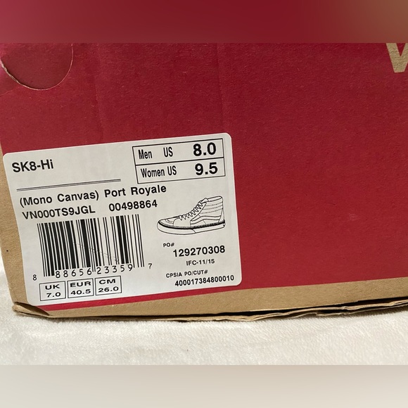 Vans SK8-HI Men’s Sz 8 - Picture 6 of 7